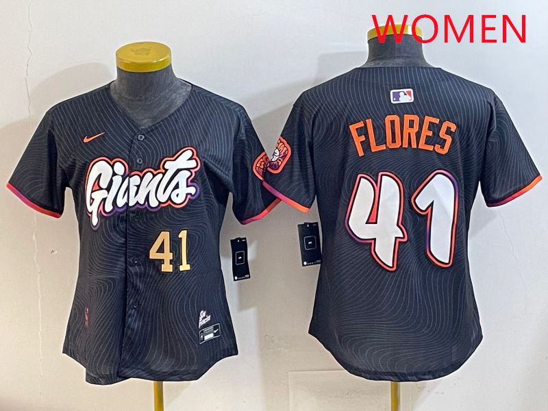 Women San Francisco Giants #41 Flores Black Joint Name 2025 Nike MLB Jersey style 3